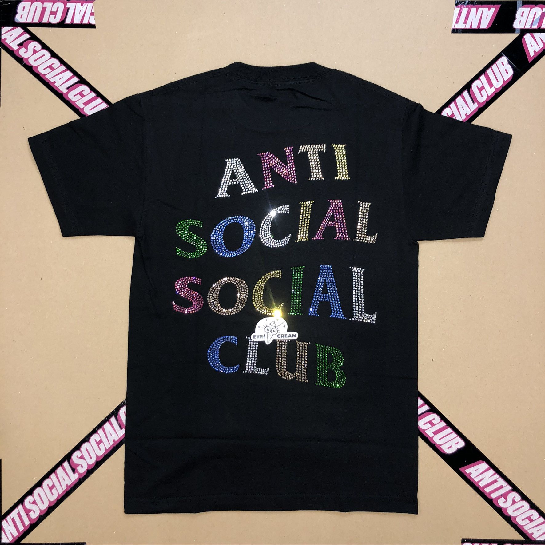 Anti fashion Social Social Club ASSC Stud Belt Rhinestone Tee Shirt