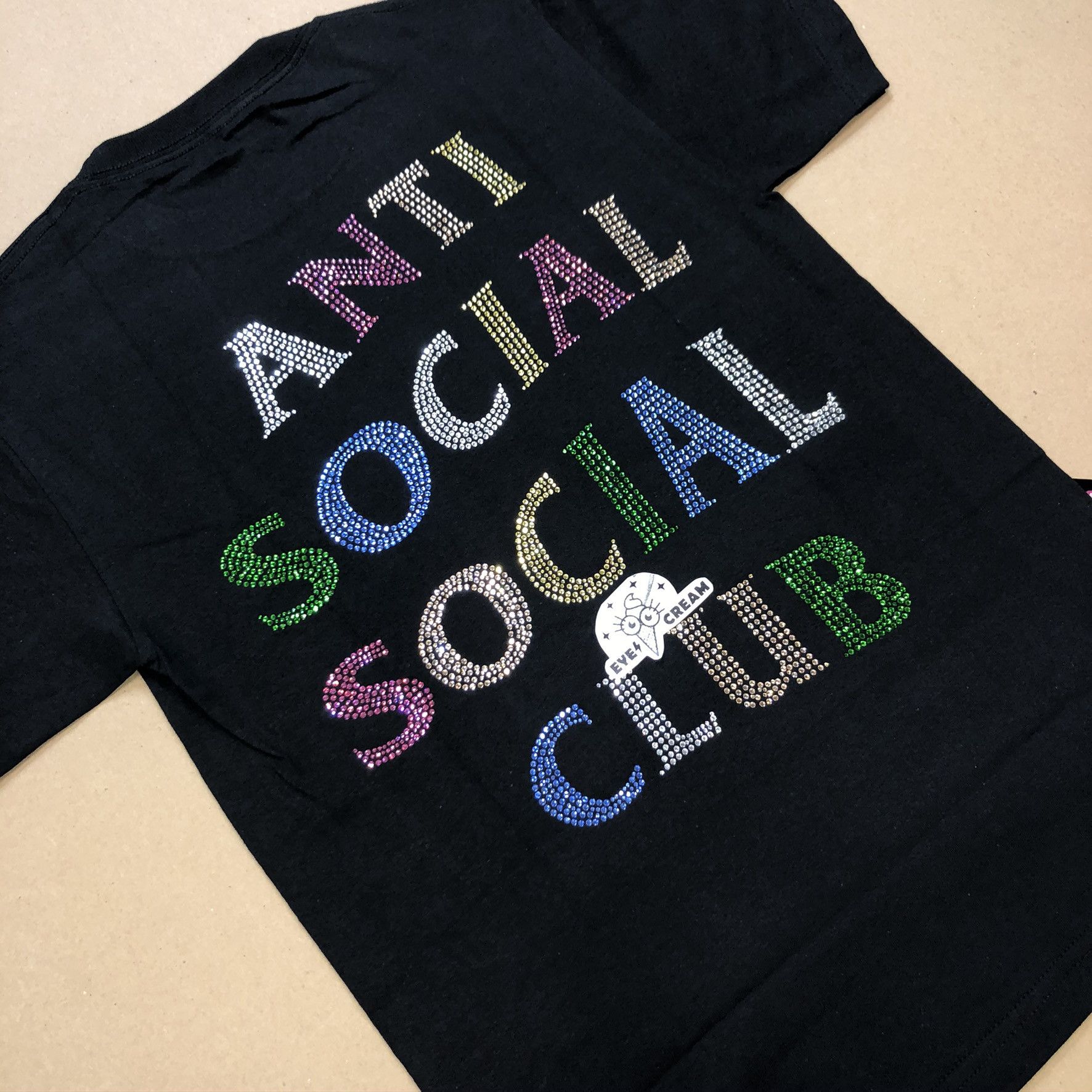 image of Anti Social Social Club Nt Rhinestone Tee in Black, Men's (Size Large)