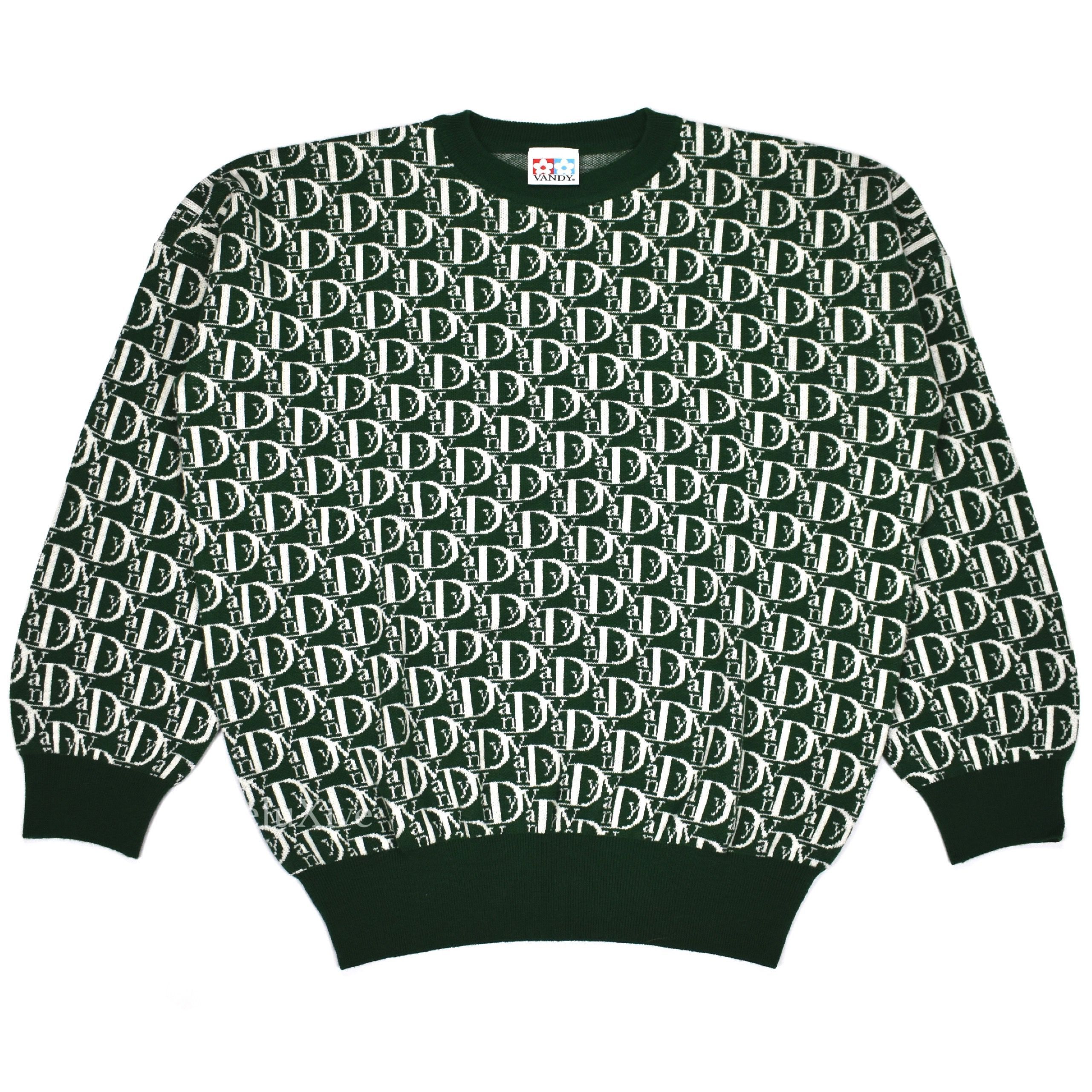 Vandy The Pink Vandy Vior Monogram Logo Knit Sweater Green Dior DS 