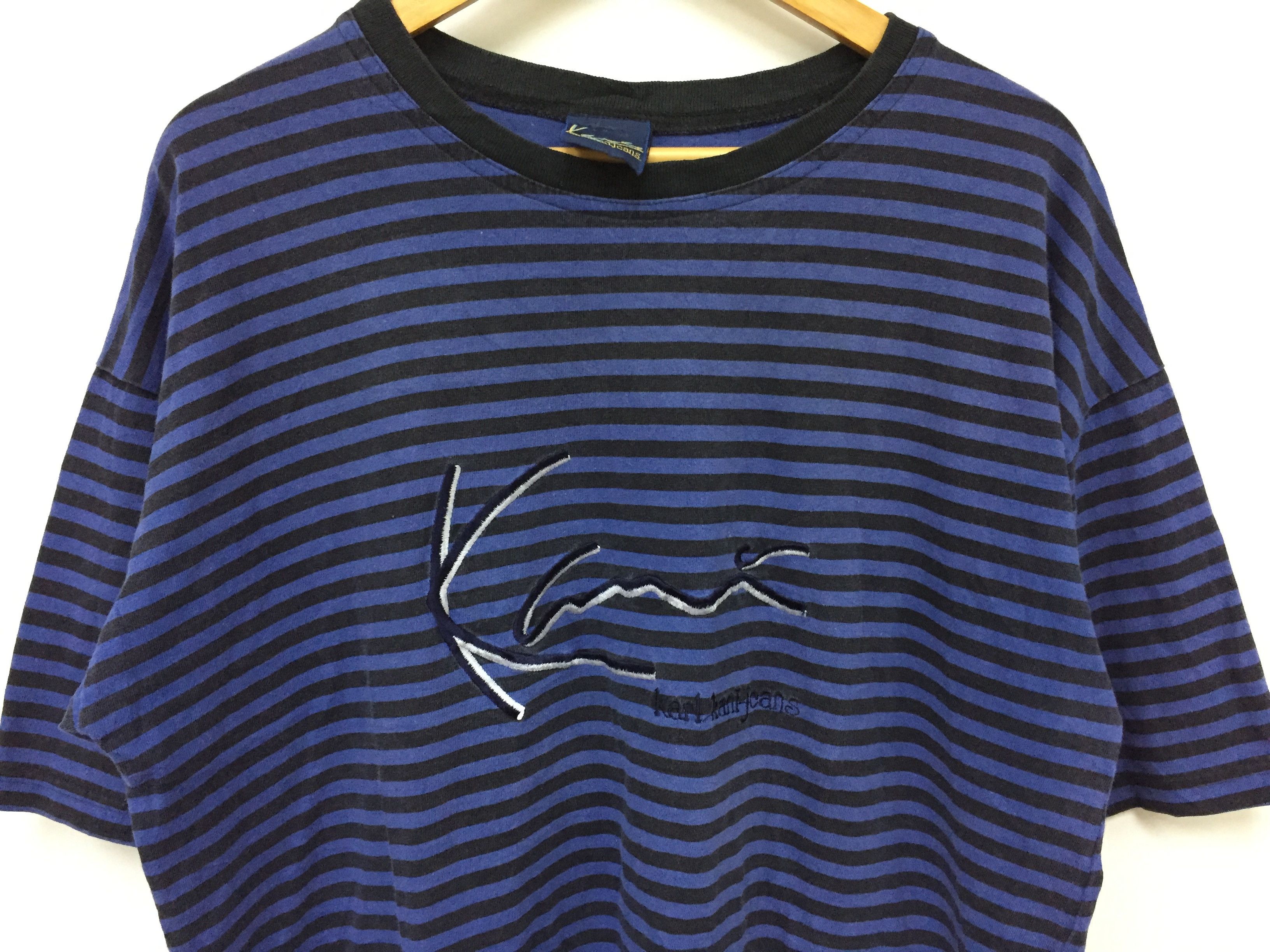 JNCO × Karl Kani × Vintage 1990S KARL KANI Signature embroidered logo stripe tee Size US L / EU 52-54 / 3 - 3 Thumbnail
