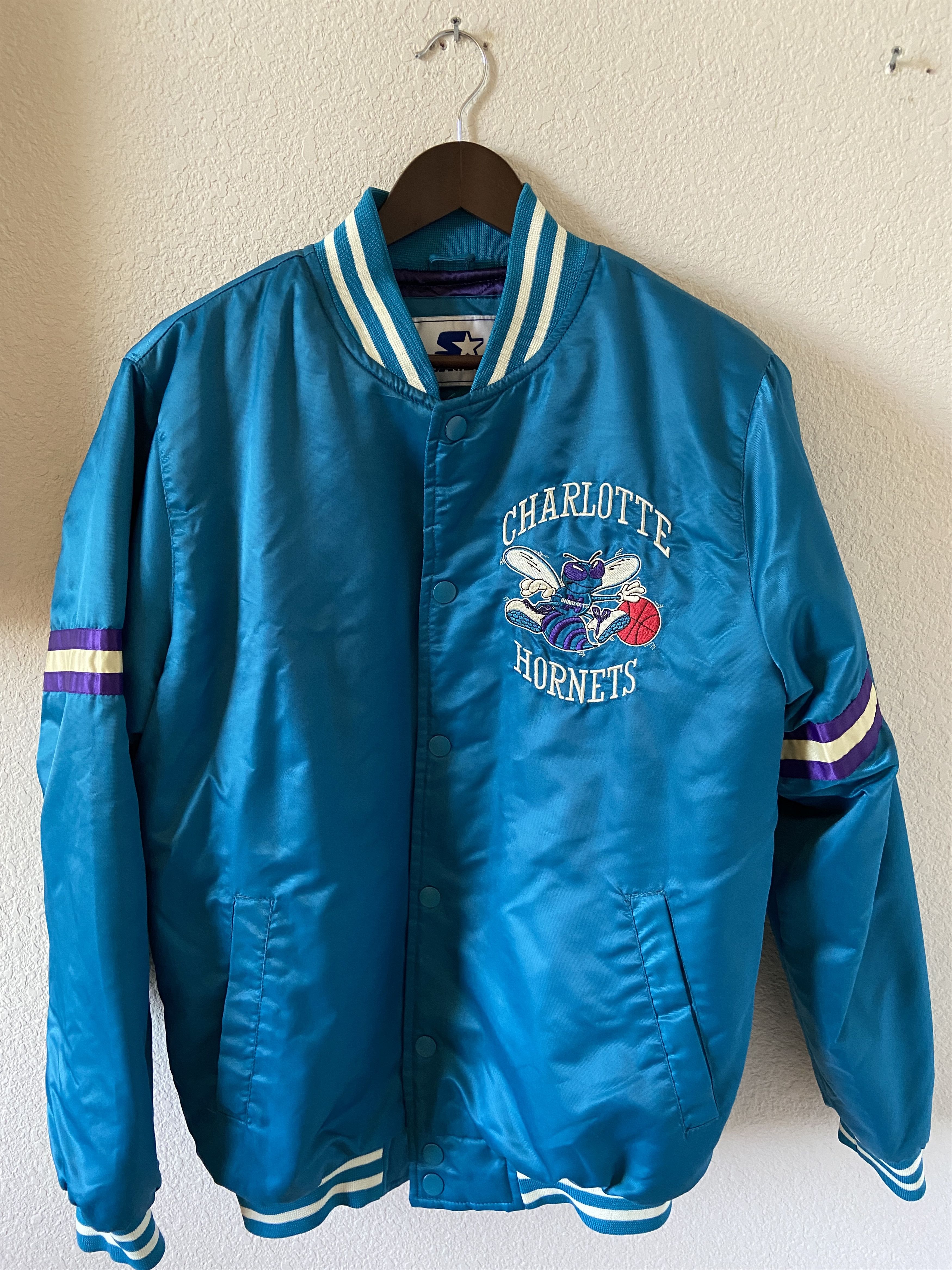 Starter Charlotte Hornets Starter Jacket - Men's Retro Satin Bomber ...