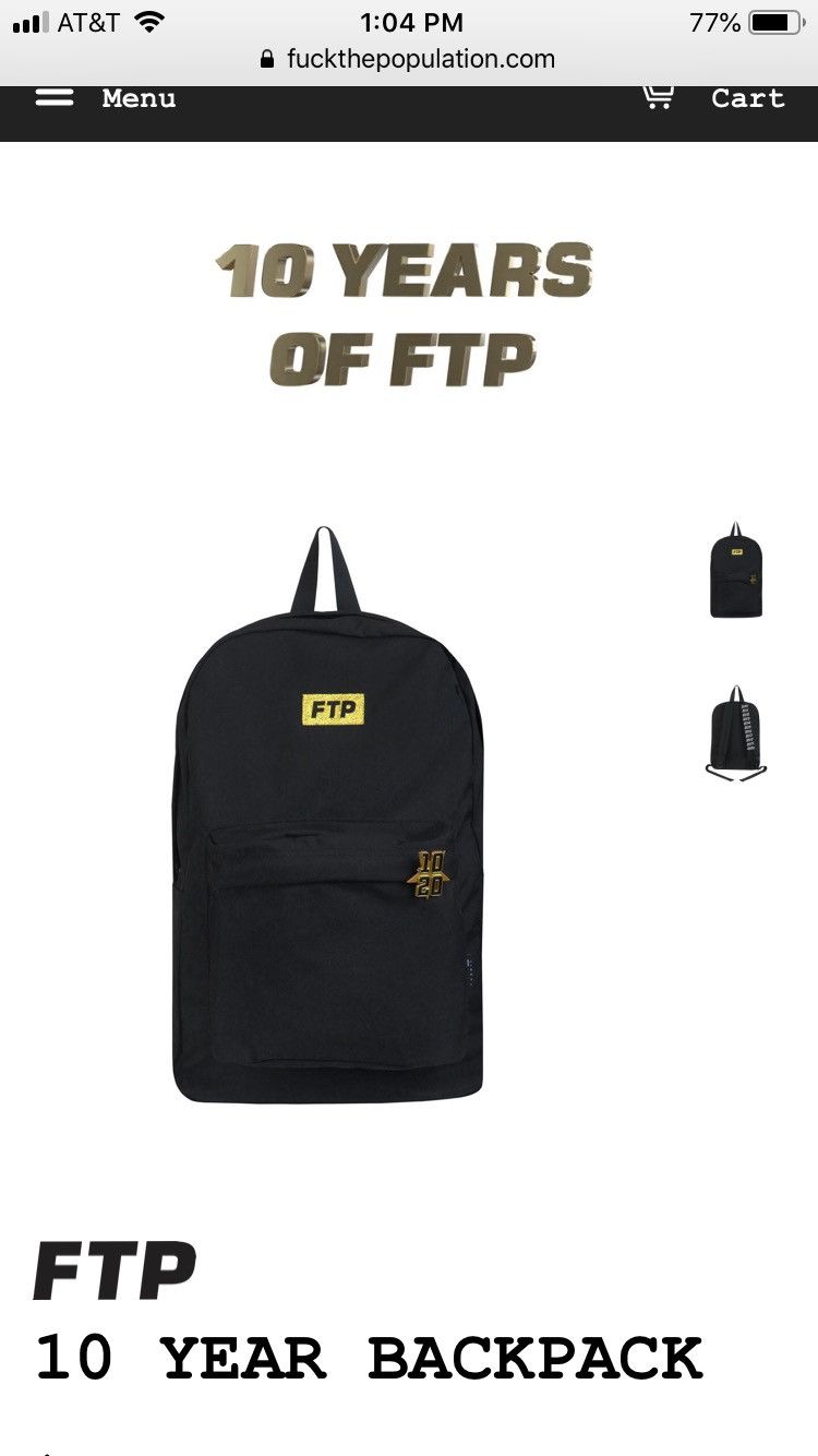 【未使用品】　FTP fuck the population 10周年 リュック FTP 10周年 バックパック FTP fuck the population 10th