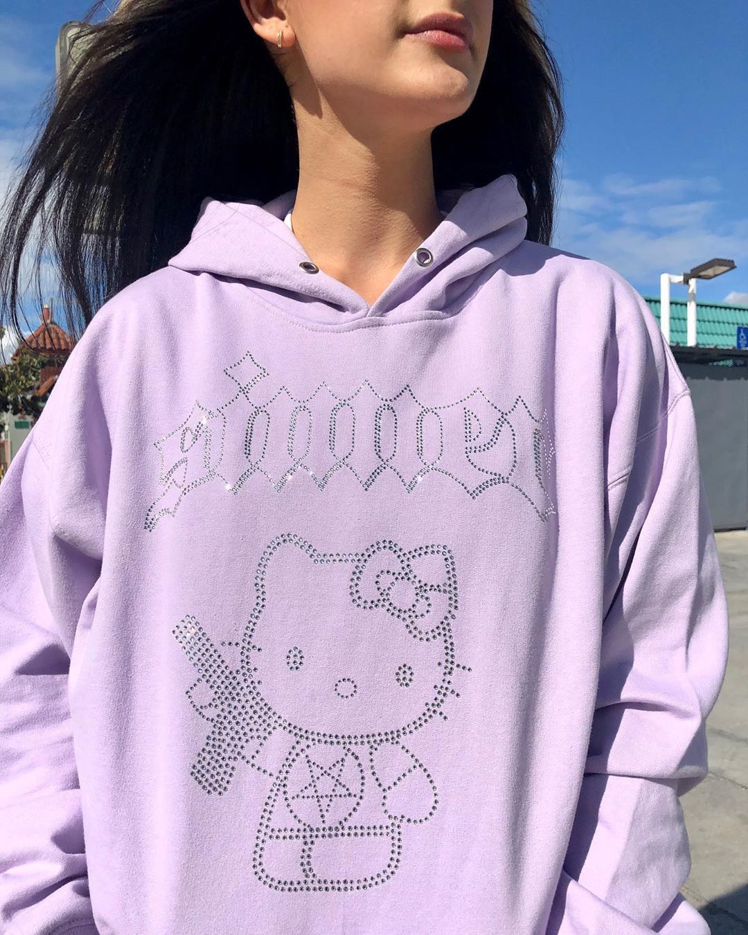 Rhinestone hello best sale kitty hoodie