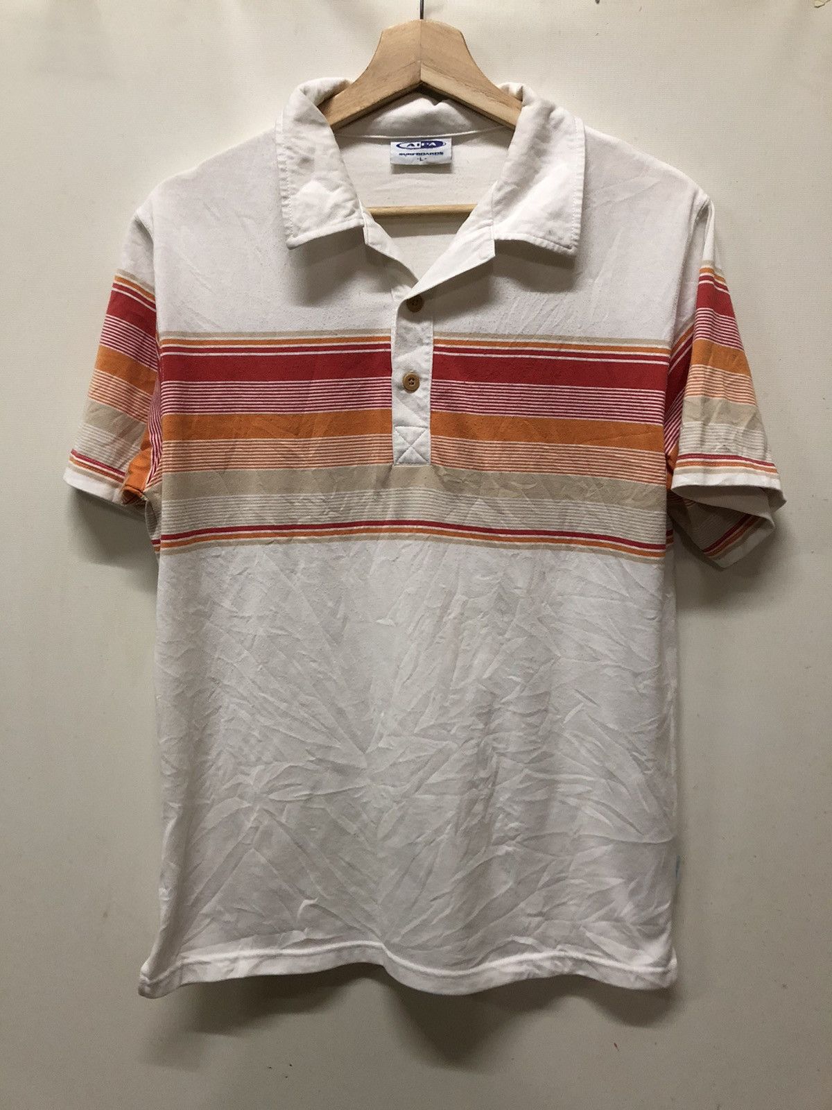 Vintage Polo Shirt M Ben Aipa Stripes Hawaiian Beach Retro