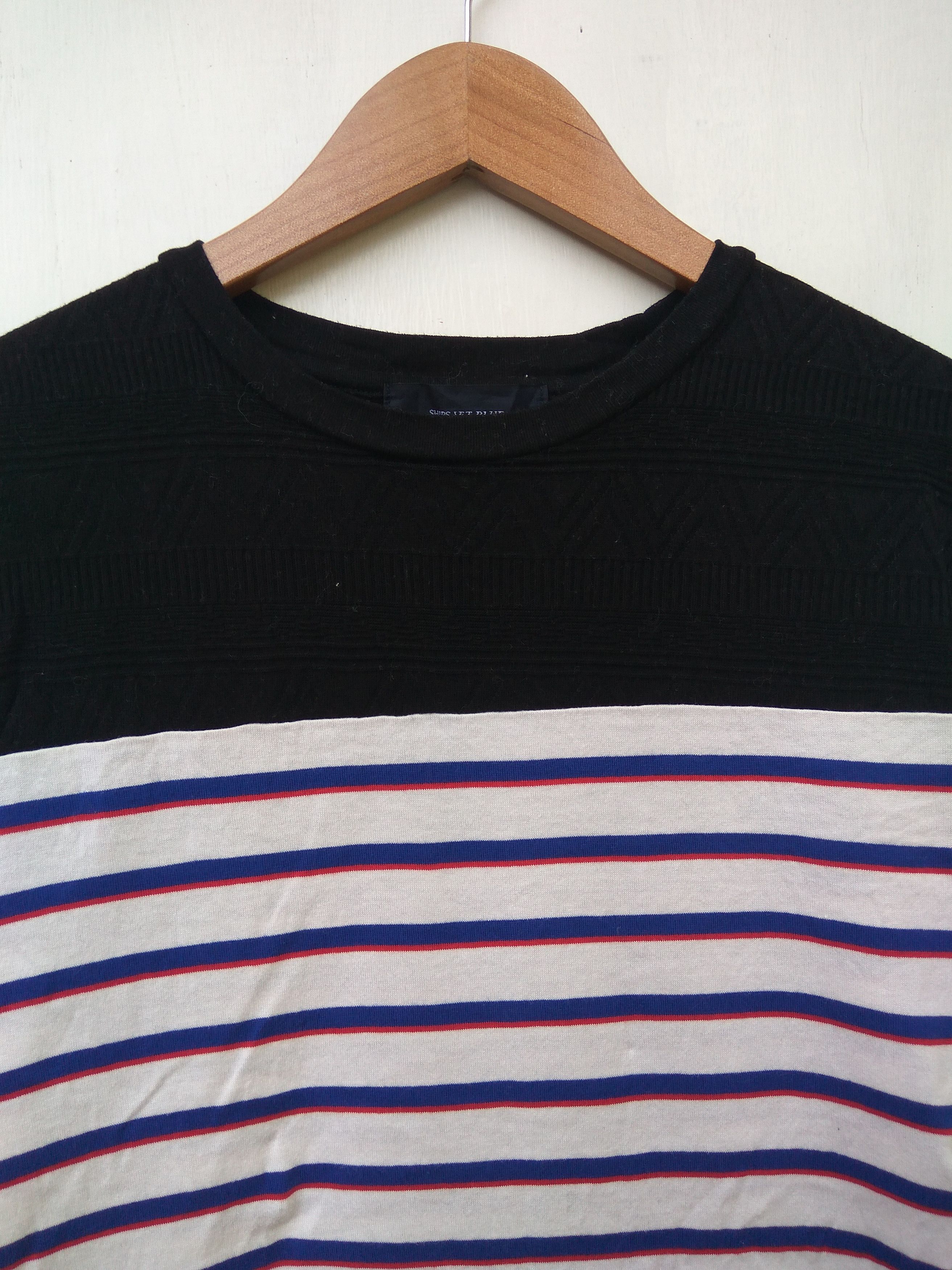SHIPS × Ships Jet Blue SHIPS Jet Blue Japan knitted tribal stripes t shirt Size US M / EU 48-50 / 2 - 2 Thumbnail