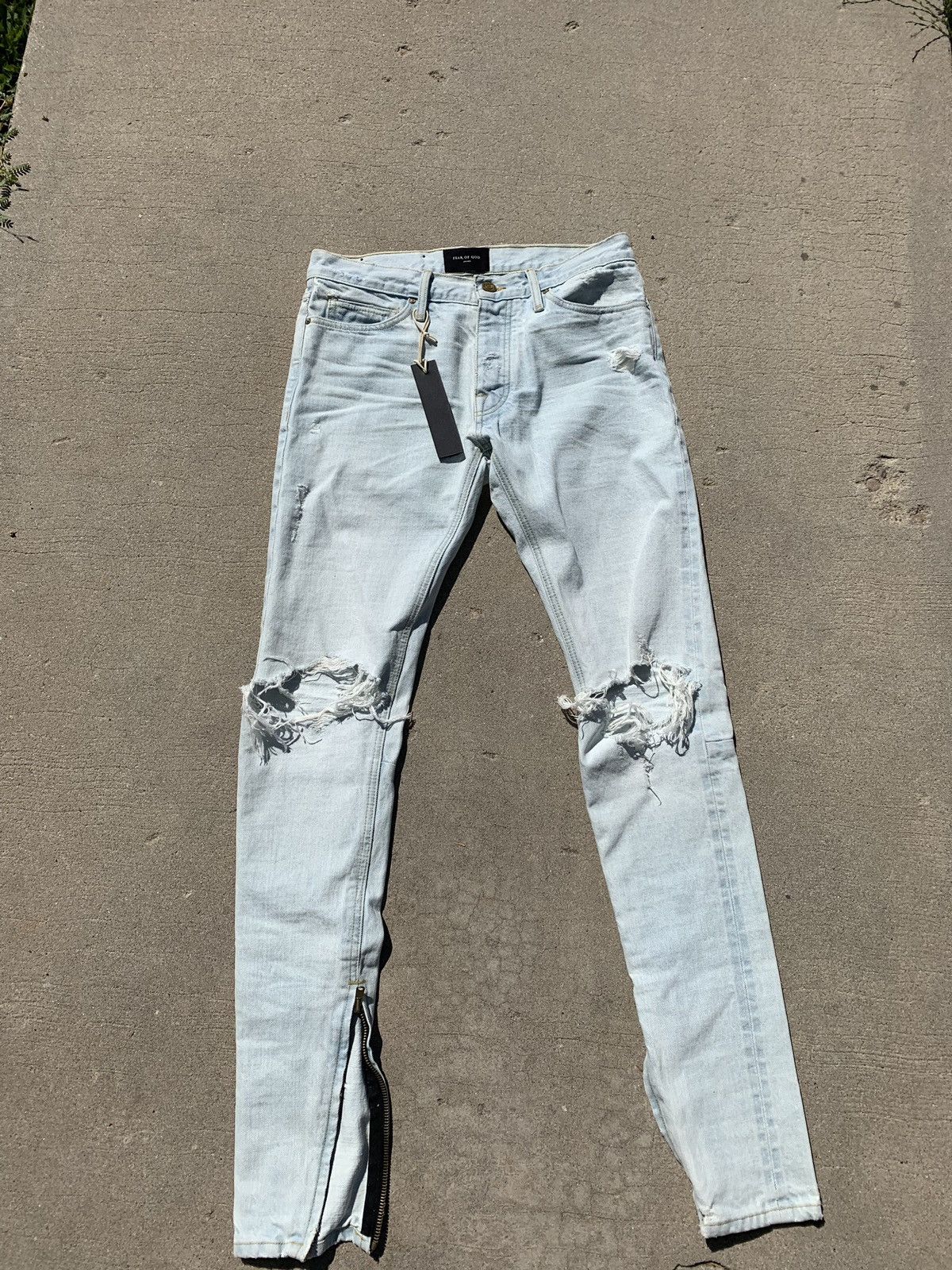 image of Fear Of God 5Th Collection Denim Jeans in Bleached Indigo, Men's (Size 31)