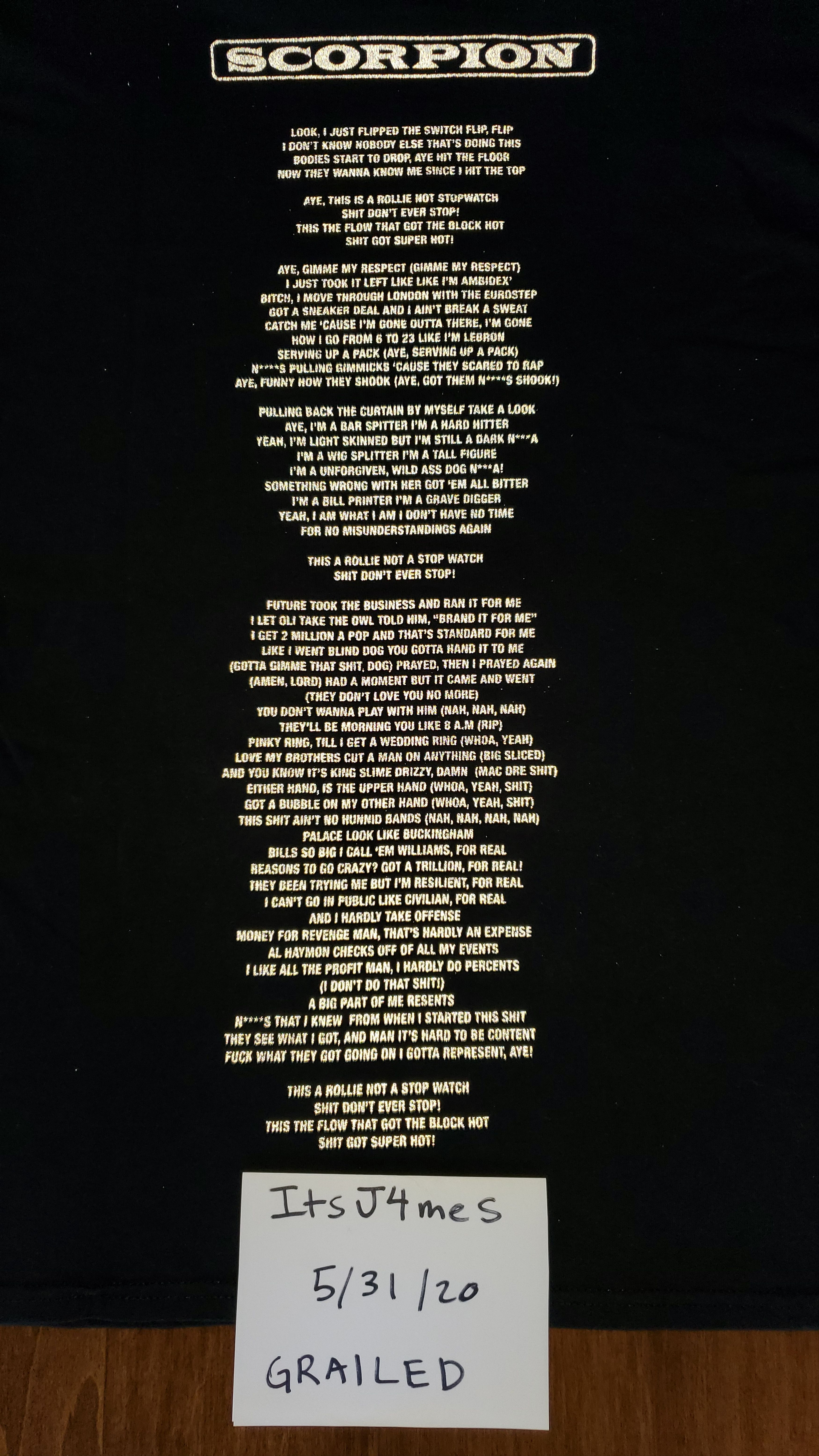 Band Tees × Drake × Rap Tees Drake Scorpion Nonstop Lyrics 3M L/S Tee Size US L / EU 52-54 / 3 - 2 Thumbnail