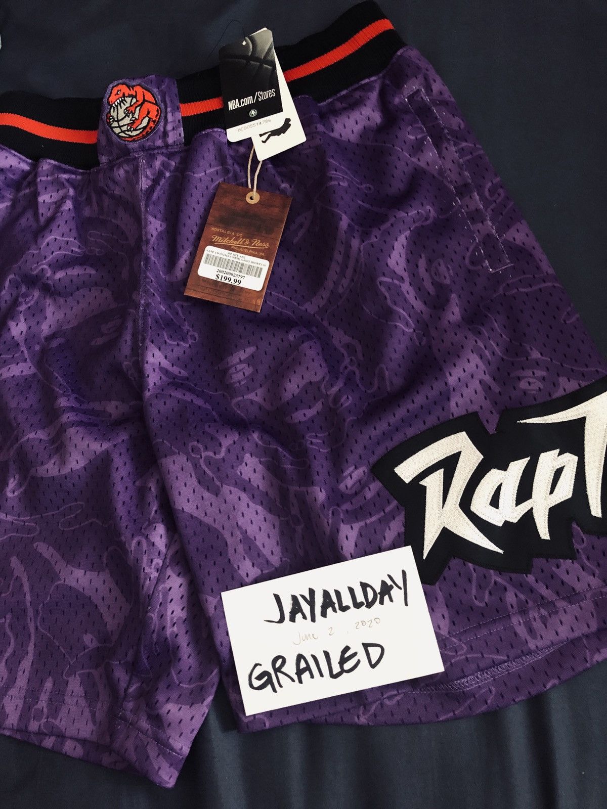 Aape Bape Mitchell Ness AAPE Toronto Raptors Throwback Swingman NBA shorts Grailed