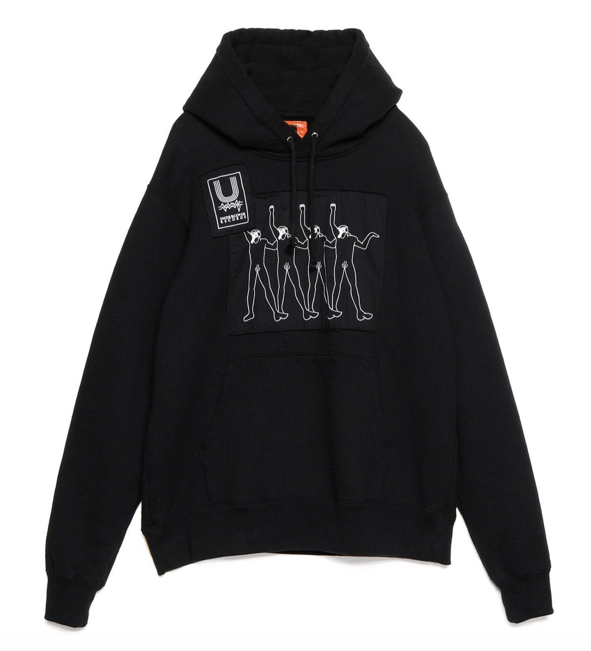 image of Undercover X Mars89 Collaboration Patchwork Hoodie in Black, Men's (Size XL)