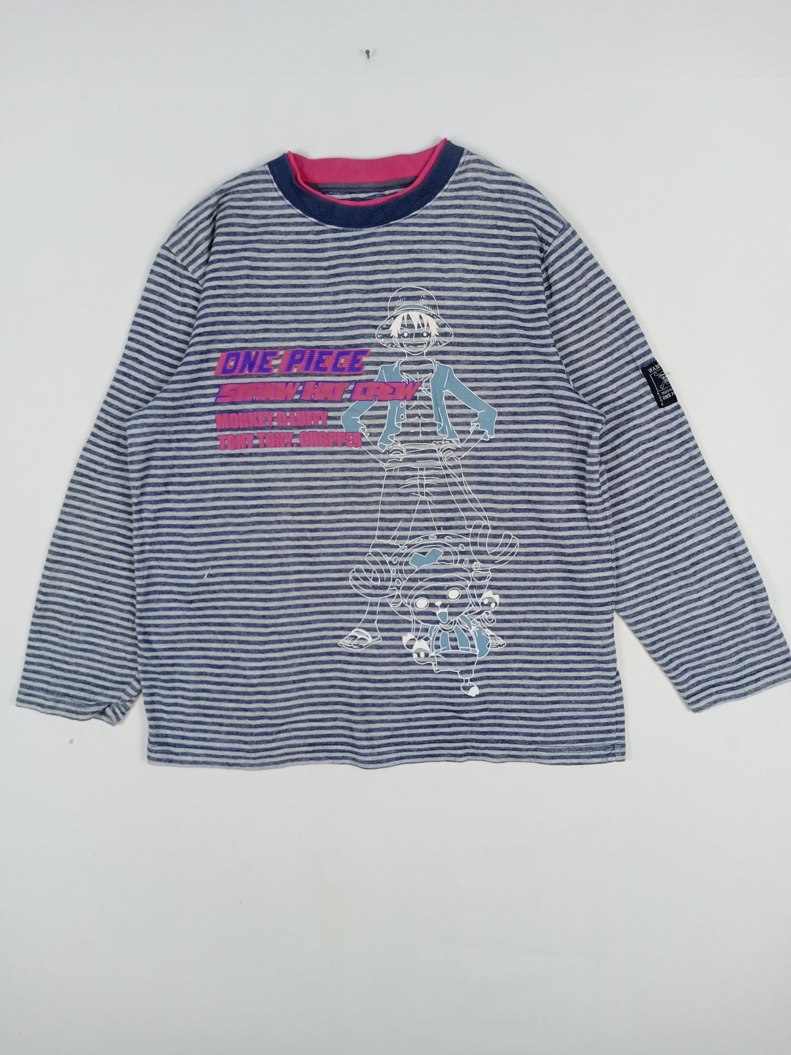 Anime × Cartoon Network × One Piece Vintage One Piece Big Logo Luffy Striped Sweatshirt Size US L / EU 52-54 / 3 - 1 Thumbnail