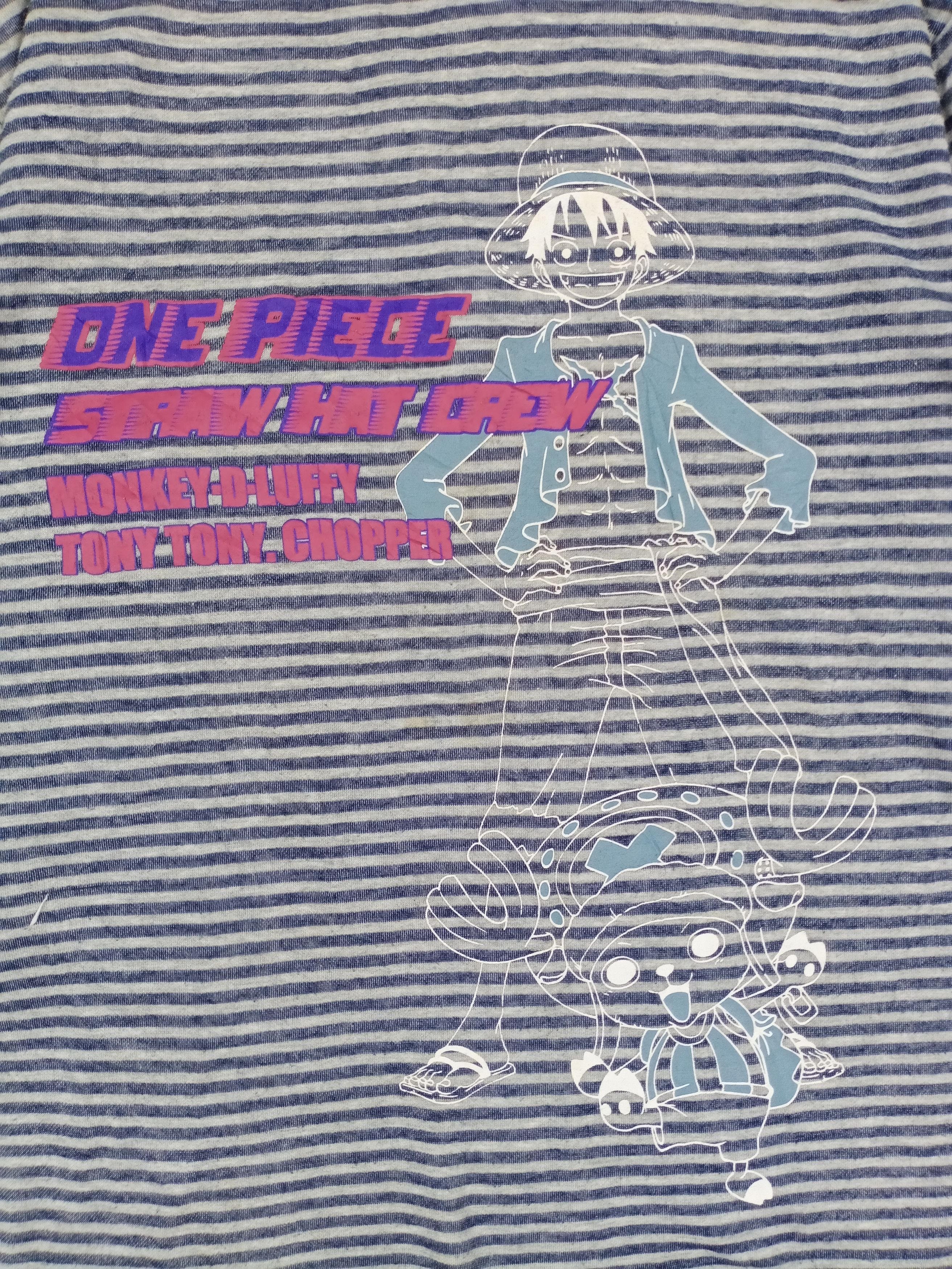 Anime × Cartoon Network × One Piece Vintage One Piece Big Logo Luffy Striped Sweatshirt Size US L / EU 52-54 / 3 - 6 Thumbnail