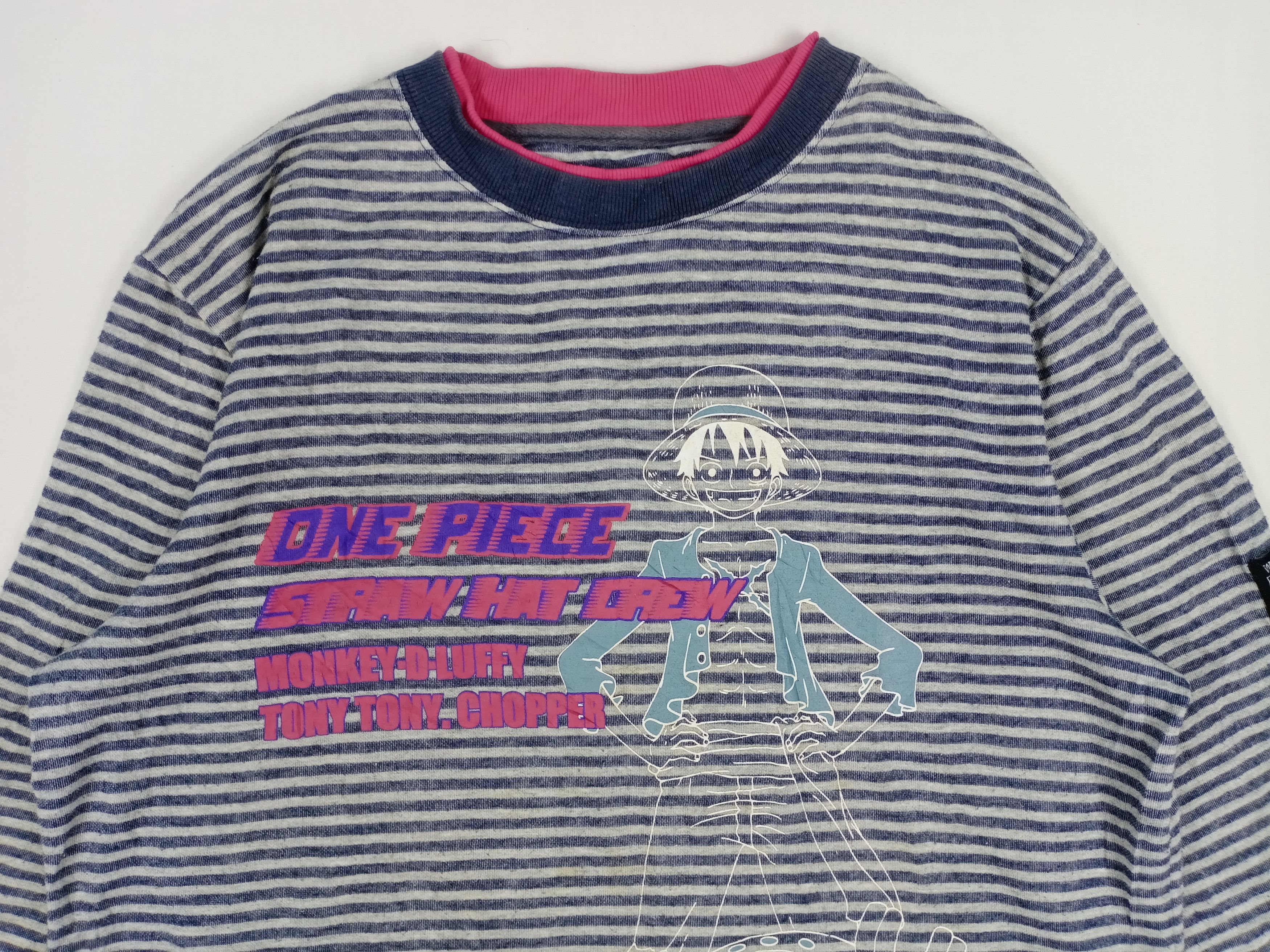 Anime × Cartoon Network × One Piece Vintage One Piece Big Logo Luffy Striped Sweatshirt Size US L / EU 52-54 / 3 - 7 Thumbnail
