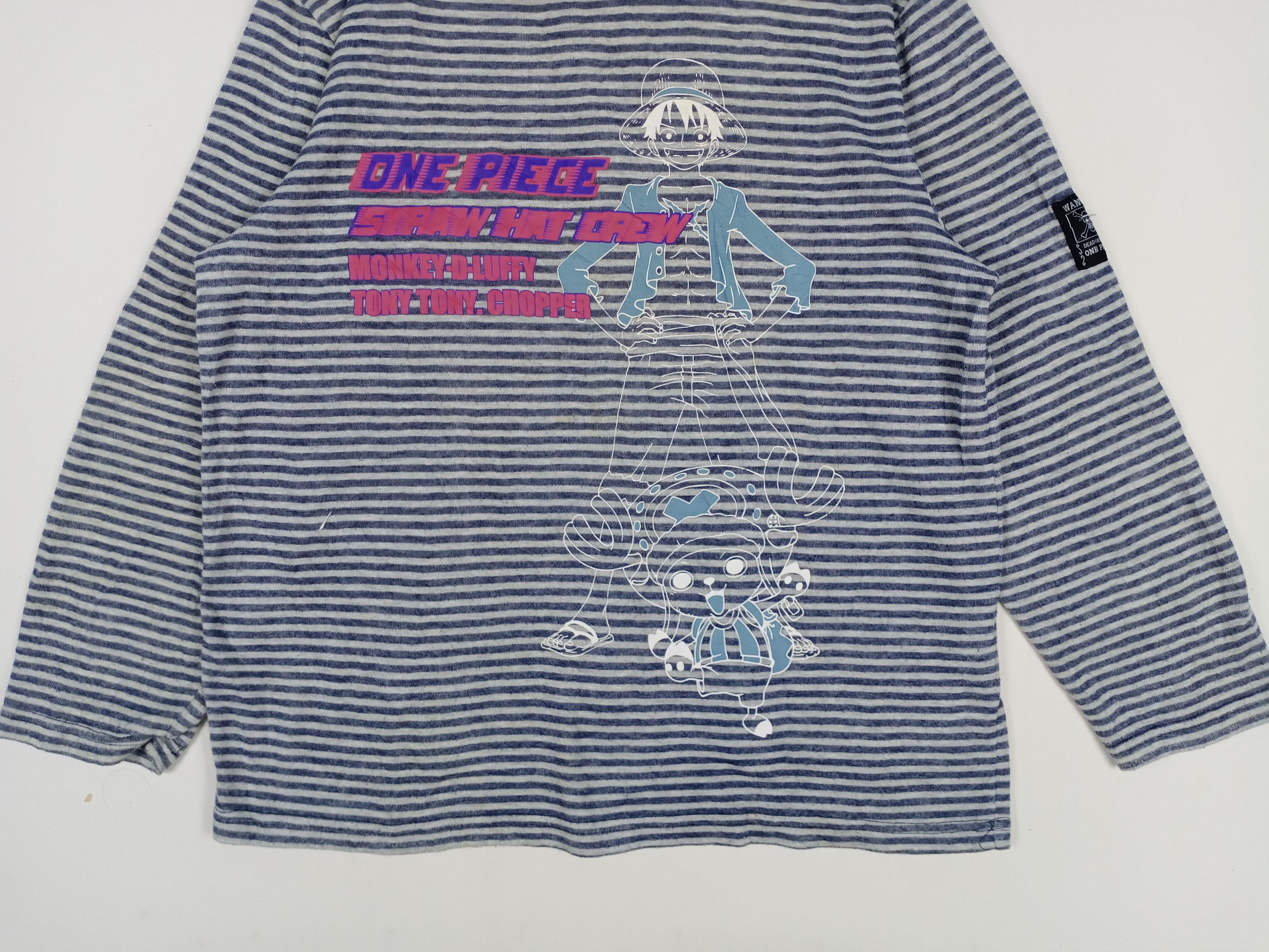 Anime × Cartoon Network × One Piece Vintage One Piece Big Logo Luffy Striped Sweatshirt Size US L / EU 52-54 / 3 - 8 Thumbnail