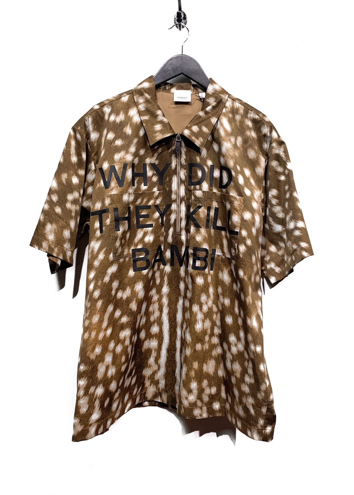 image of Burberry Ss19 Runway Printed "why Did They Kill Bambi?" Top in Brown, Men's (Size XL)