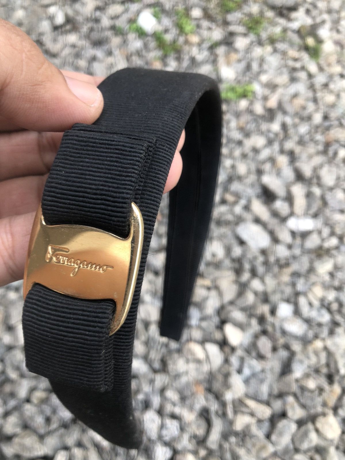Salvatore Ferragamo Black Headband with Gold Logo Salvatore Ferragamo HeadBand - Black Hair Accessories  main image 4