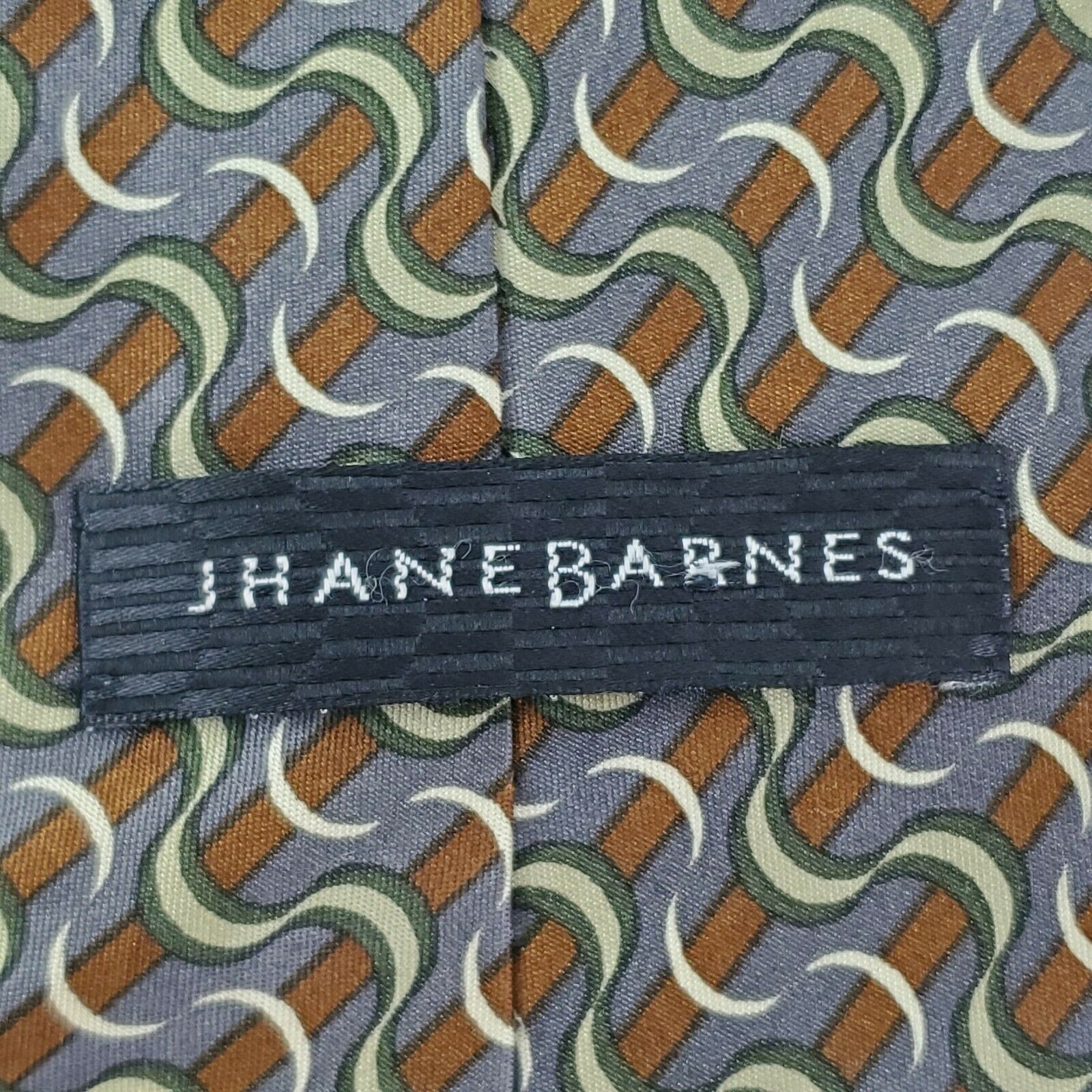 Jhane Barnes Jhane Barnes Brown Silk Cotton Tie Abstract Size ONE SIZE - 3 Thumbnail