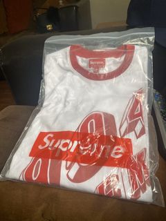 Supreme bevel best sale text ringer tee