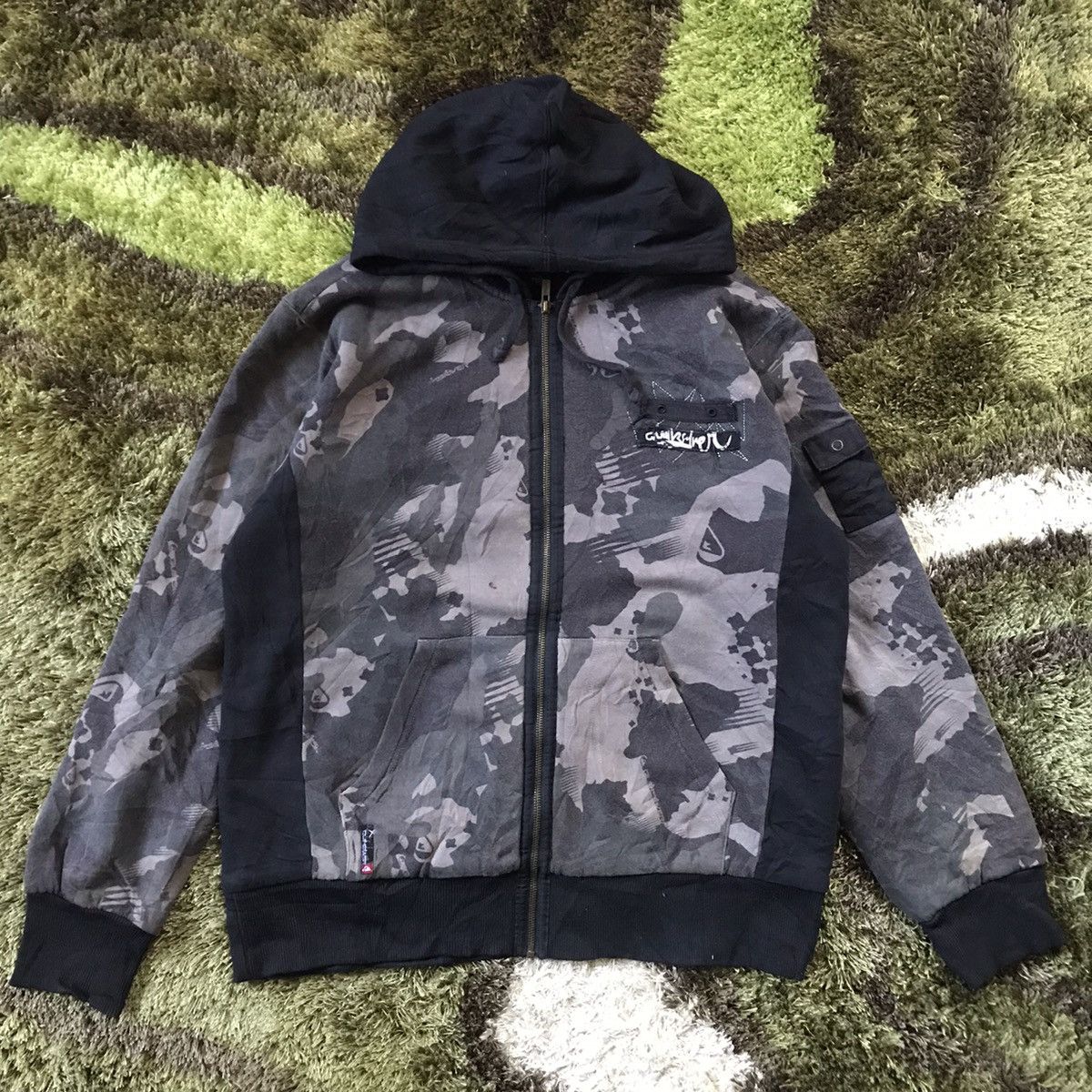 Vintage Quicksilver Jacket Army hoodie Big Logo