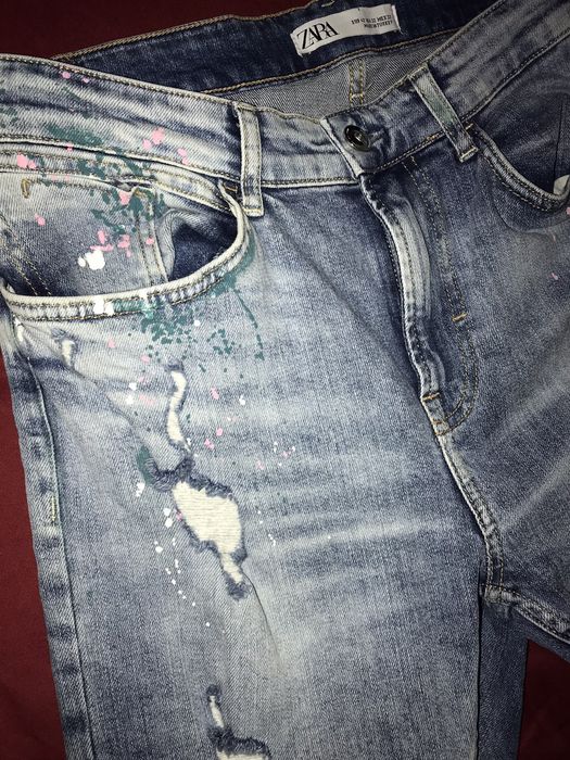 Zara Paint Splattered Skinny Jeans Grailed