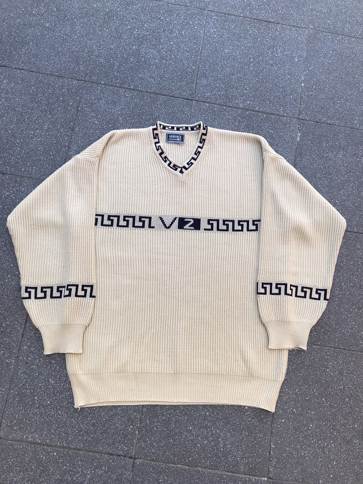 Vintage Versace knitwear jumper classic monogram oversized baggy fit ...