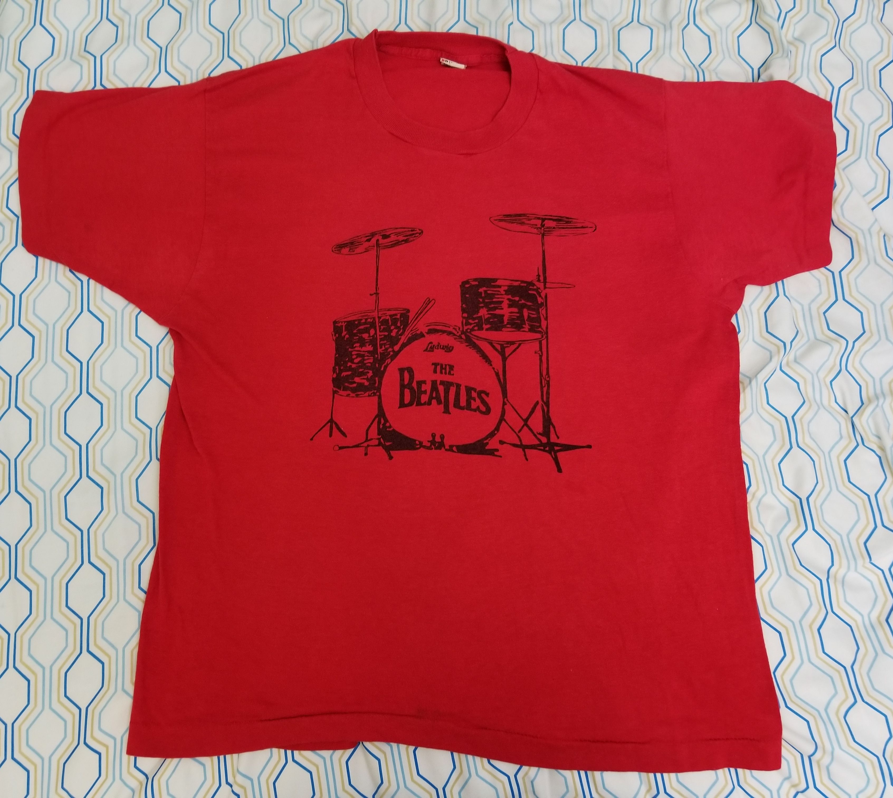 Vintage Vintage 80s The Beatles Drums T Shirt Ludwig Band Red Size US M / EU 48-50 / 2 - 3 Thumbnail