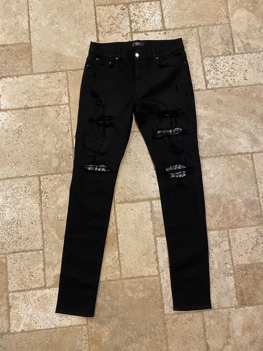 Amiri RARE Mike Amiri Crystal Music Note Patch MX1 Black Denim | Grailed