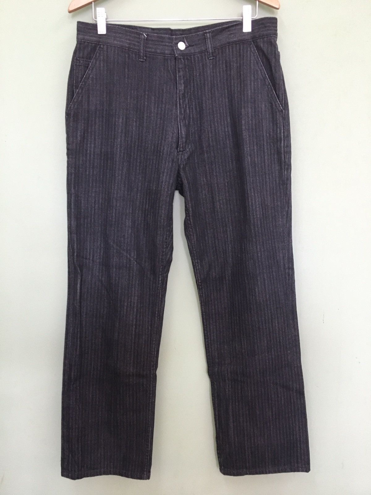 Aquascutum AQUASCUTUM - STRAIGHT FIT HICKORY STRIPE DENIM PANTS Size US 33 - 2 Thumbnail