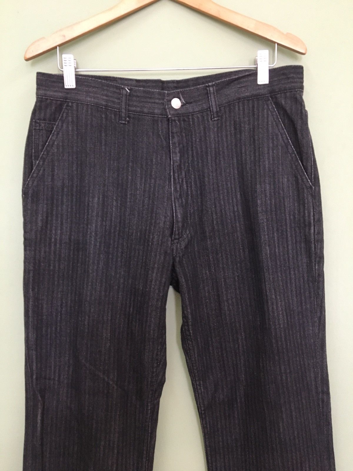 Aquascutum AQUASCUTUM - STRAIGHT FIT HICKORY STRIPE DENIM PANTS Size US 33 - 3 Thumbnail