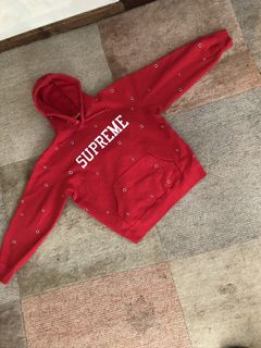 Supreme eyelet hoodie red hot sale