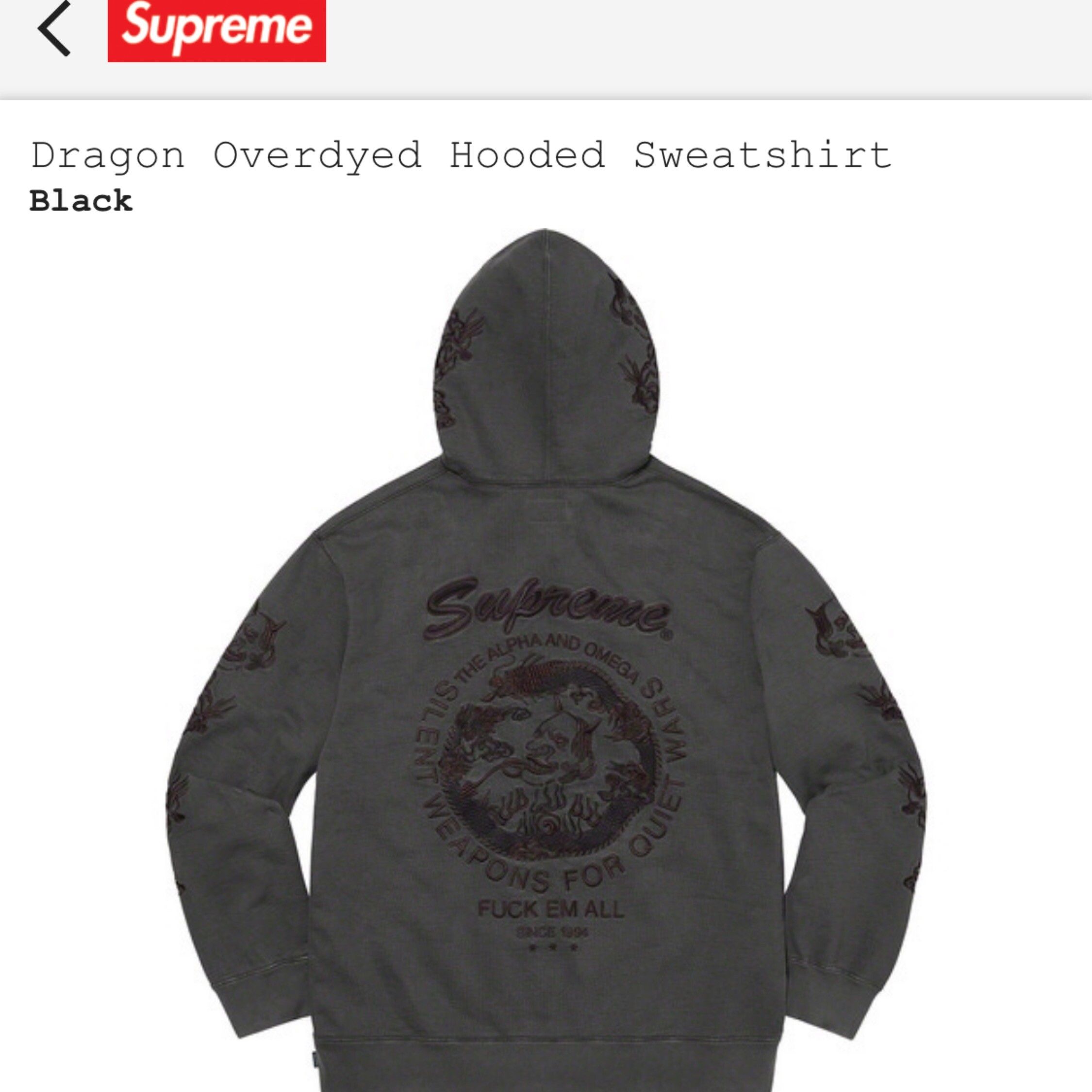 Supreme Supreme overdyed dragon hoodie black | Grailed