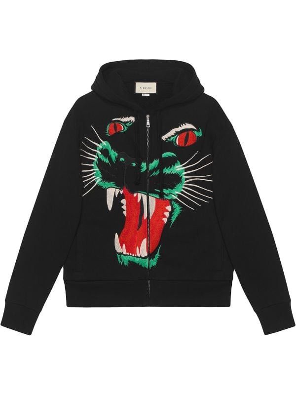 Gucci NEW szM Black Panther Face Hoodie Animal Zip Up Sweatshirt Grailed