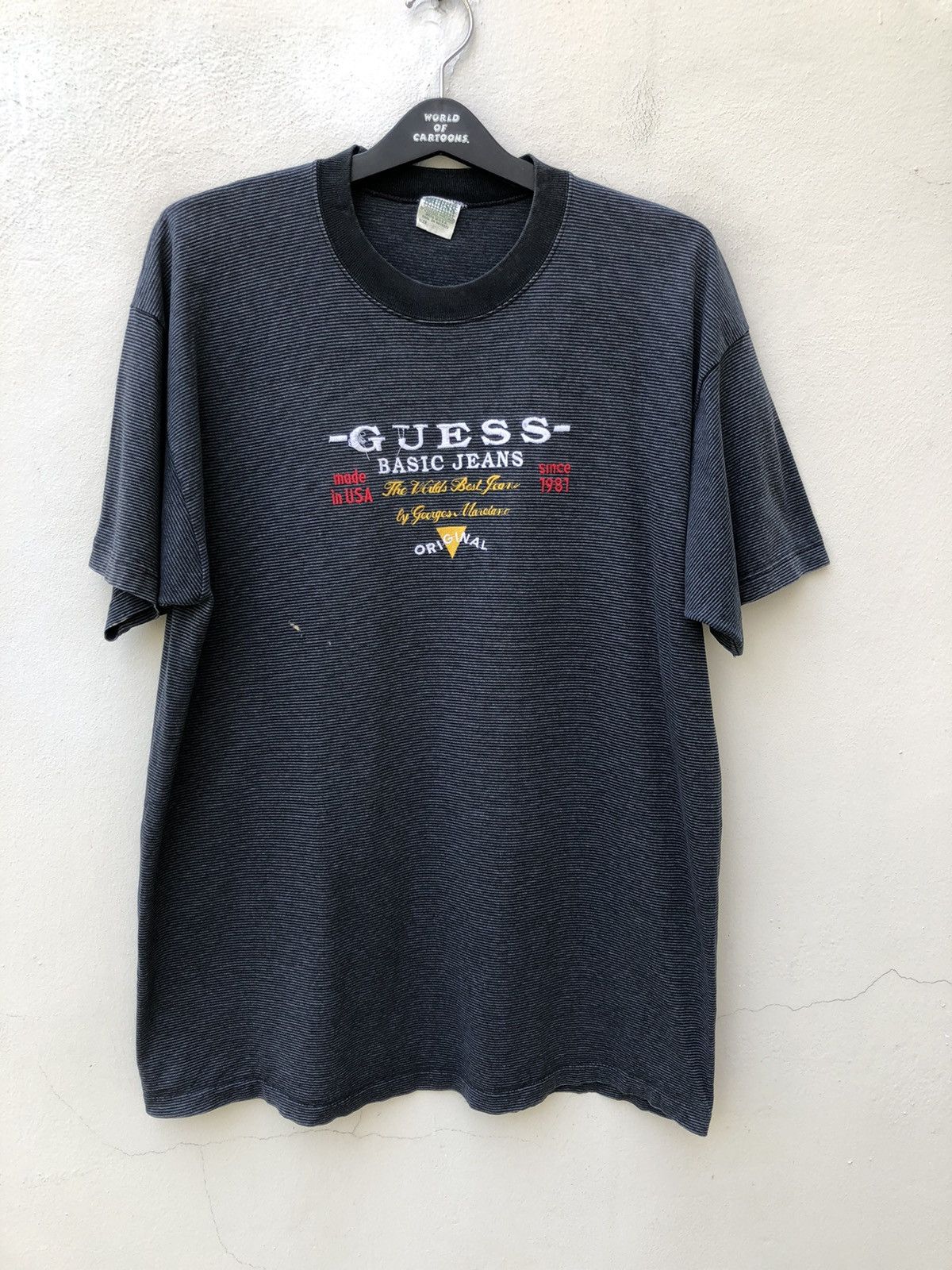Guess Vintage 90s Guess Basic Jeans Made in Usa Striped tee Size US XL / EU 56 / 4 - 1 Thumbnail