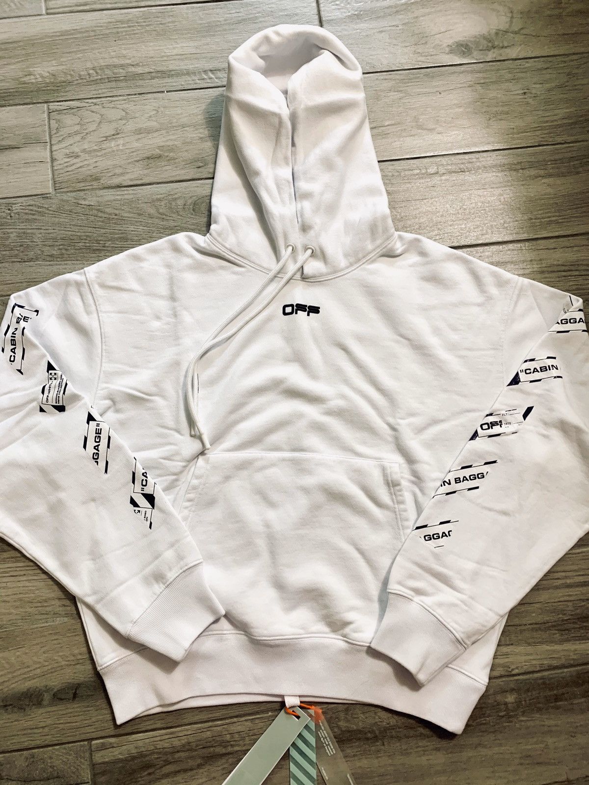 Off-White Airport tape arrows hoodie white size L