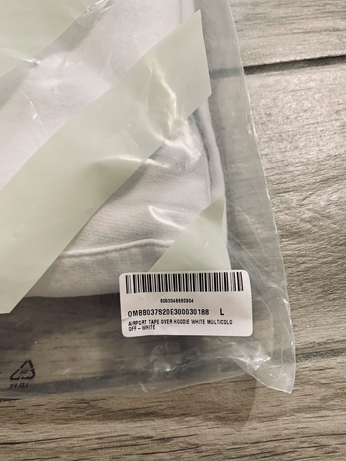 Off-White Airport tape arrows hoodie white size L
