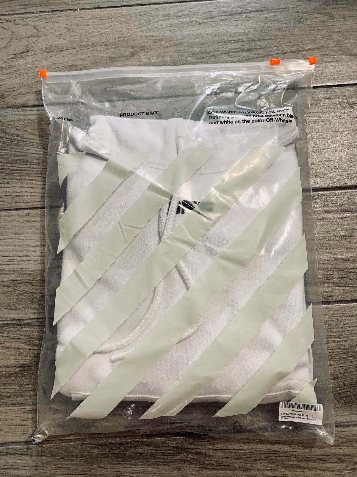 Off-White Airport tape arrows hoodie white size L