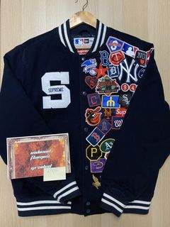 Supreme New York Yankees Kanji Leather Varsity Jacket Black