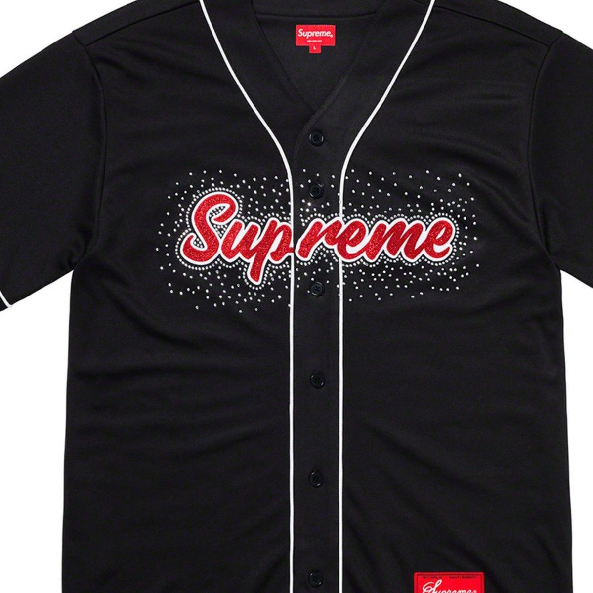 Supreme Rhinestone supreme Jersey baseball black | Grailed