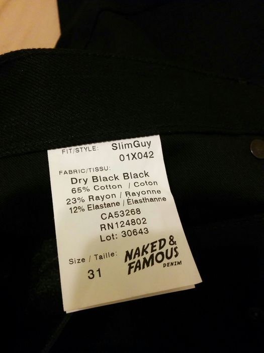 Naked & Famous Slim Guy Black Weft (BNWOT) Size US 31 - 2 Preview
