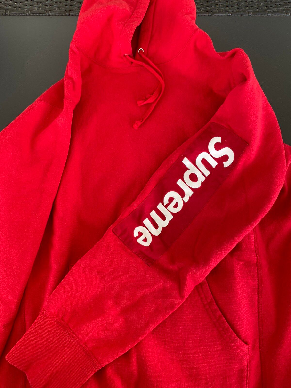 big discounts clearance Supreme Sleeve Patch Hooded Sweatshirt Red