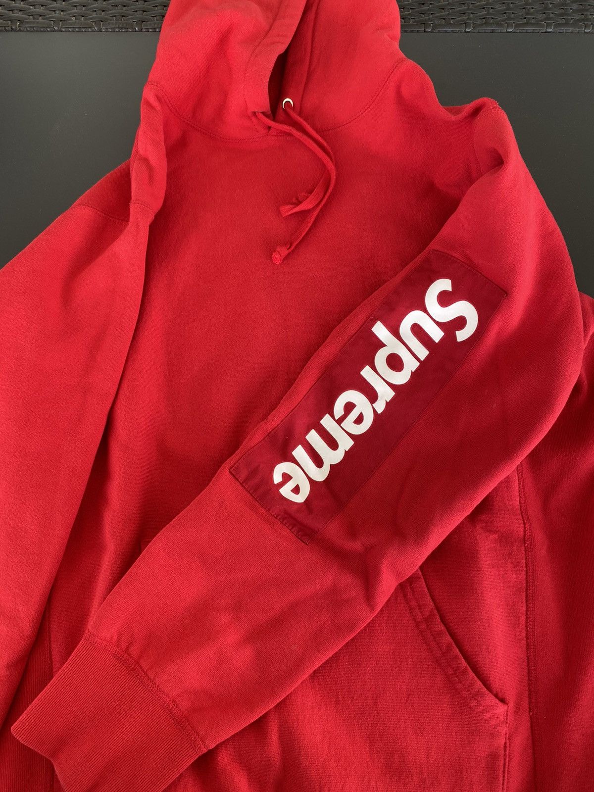 big discounts clearance Supreme Sleeve Patch Hooded Sweatshirt Red