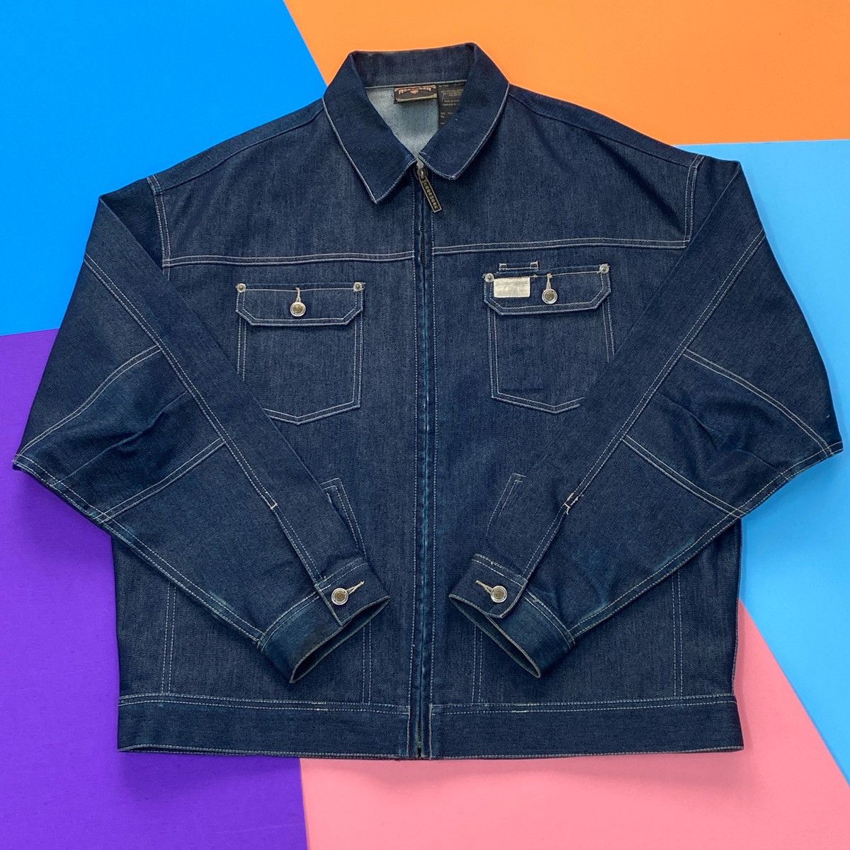 Vintage 2000s Rocawear Denim Blue Jean Jacket Mens XL Hip