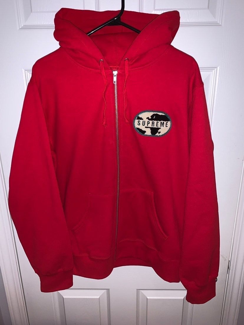 Supreme Hooded Track Zip Up Sweat Red Men's - FW15 - US