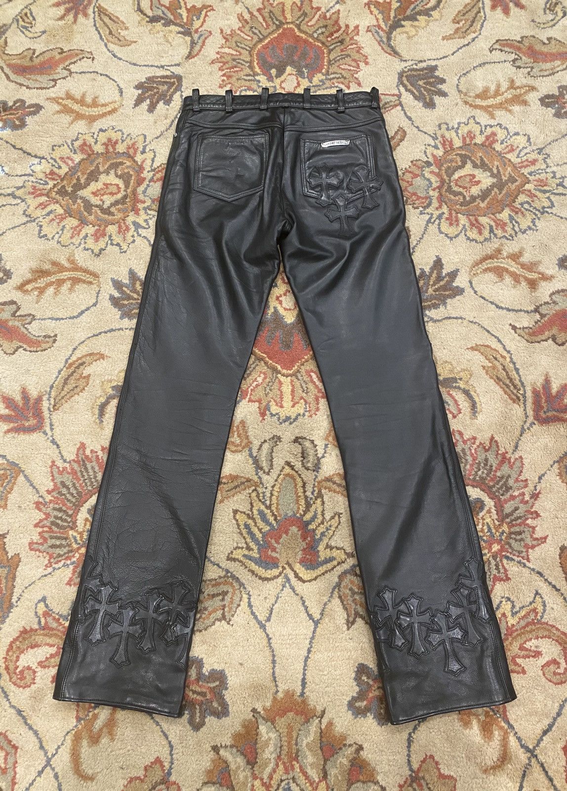 Chrome Hearts Chrome Hearts Cemetery Cross Leather Rider Pants Grailed