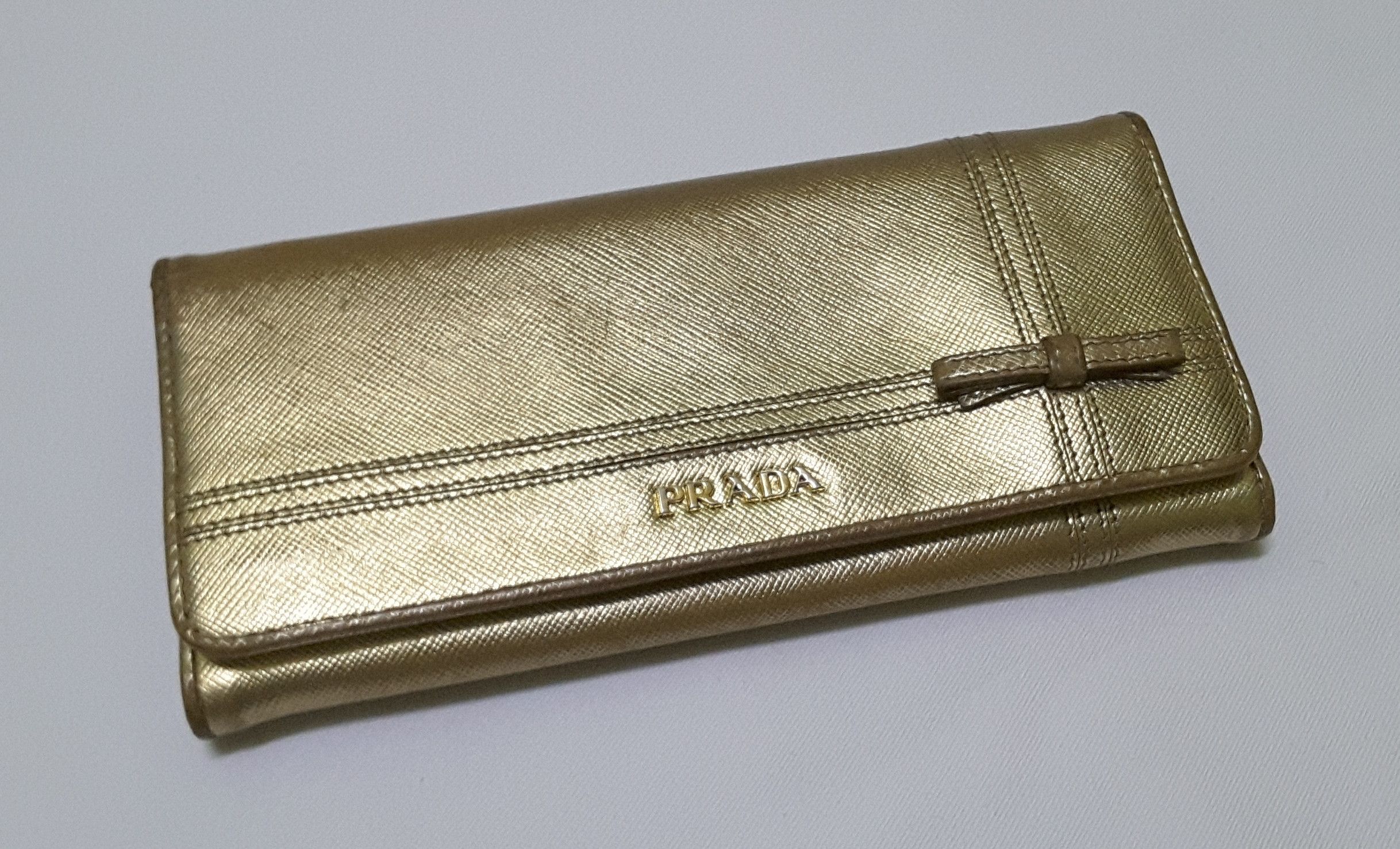 Prada Gold Leather Long Wallet