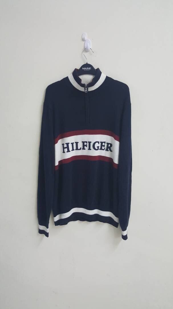 Tommy hilfiger Pullover Jumper Striped Big Logo Knitwear M