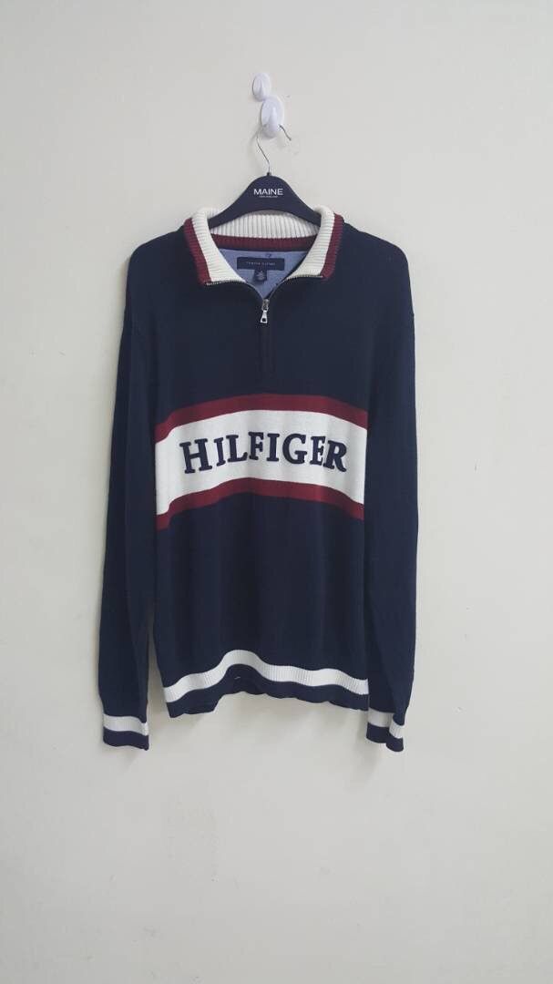 Tommy hilfiger Pullover Jumper Striped Big Logo Knitwear M