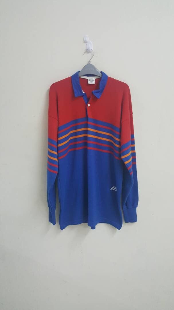 Mizuno Mizuno Rugby Shirt Striped Japan Vintage Polo Shirt large Size US L / EU 52-54 / 3 - 1 Thumbnail