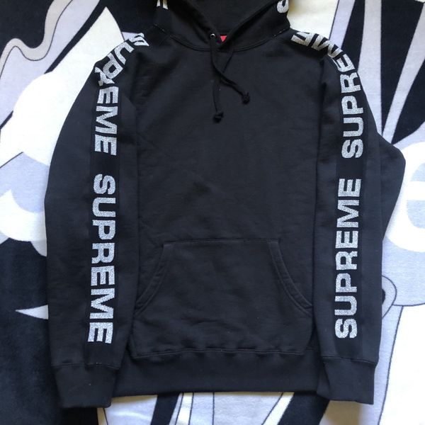 Supreme Supreme Metallic Rib Hooded Sweatshirt Black SS20 | Grailed