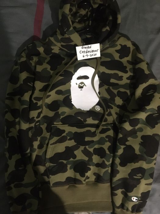 Bape champion best sale camo hoodie