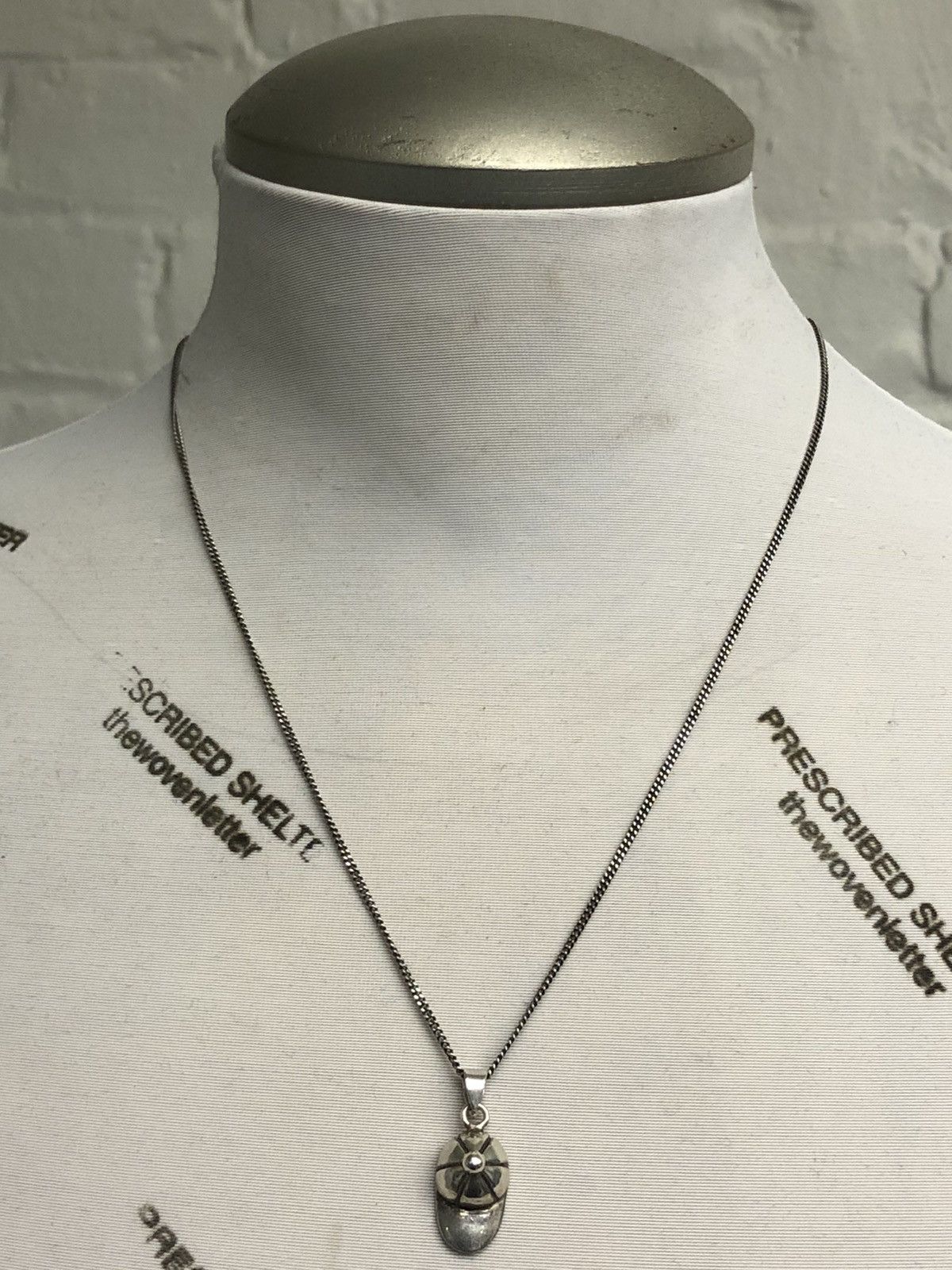 image of 925 Silver x Sterling Silver Chain W/ Silver Cap Pendant, Men's